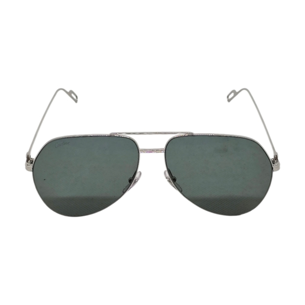 Cartier Silver Aviator Sunglasses with greenish lenses 100% authentic CT0110S